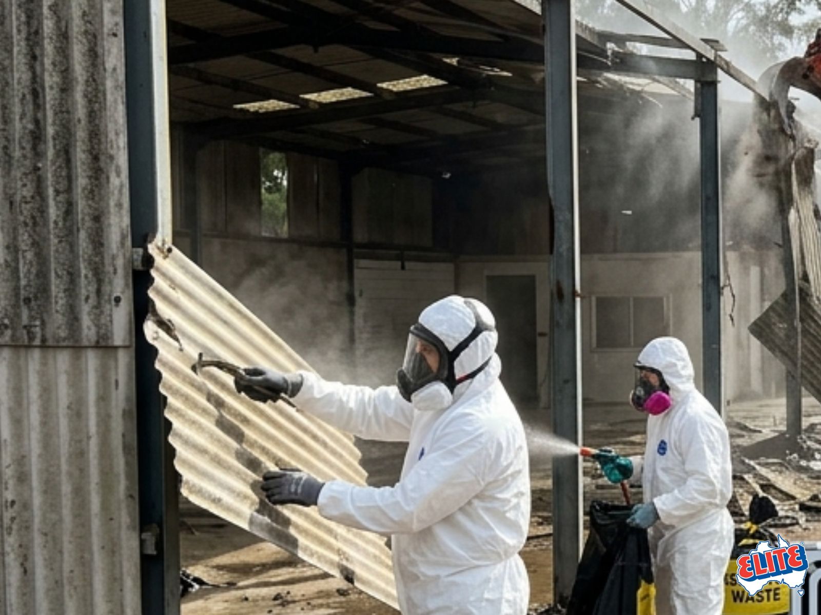 Bonded asbestos stripping prior to structural demolition