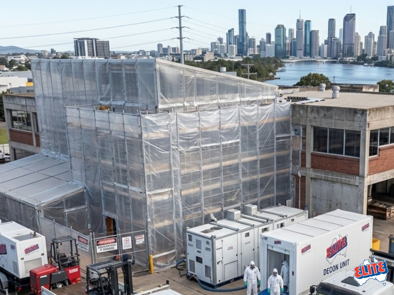 Staged asbestos roof bay removal on an industrial site