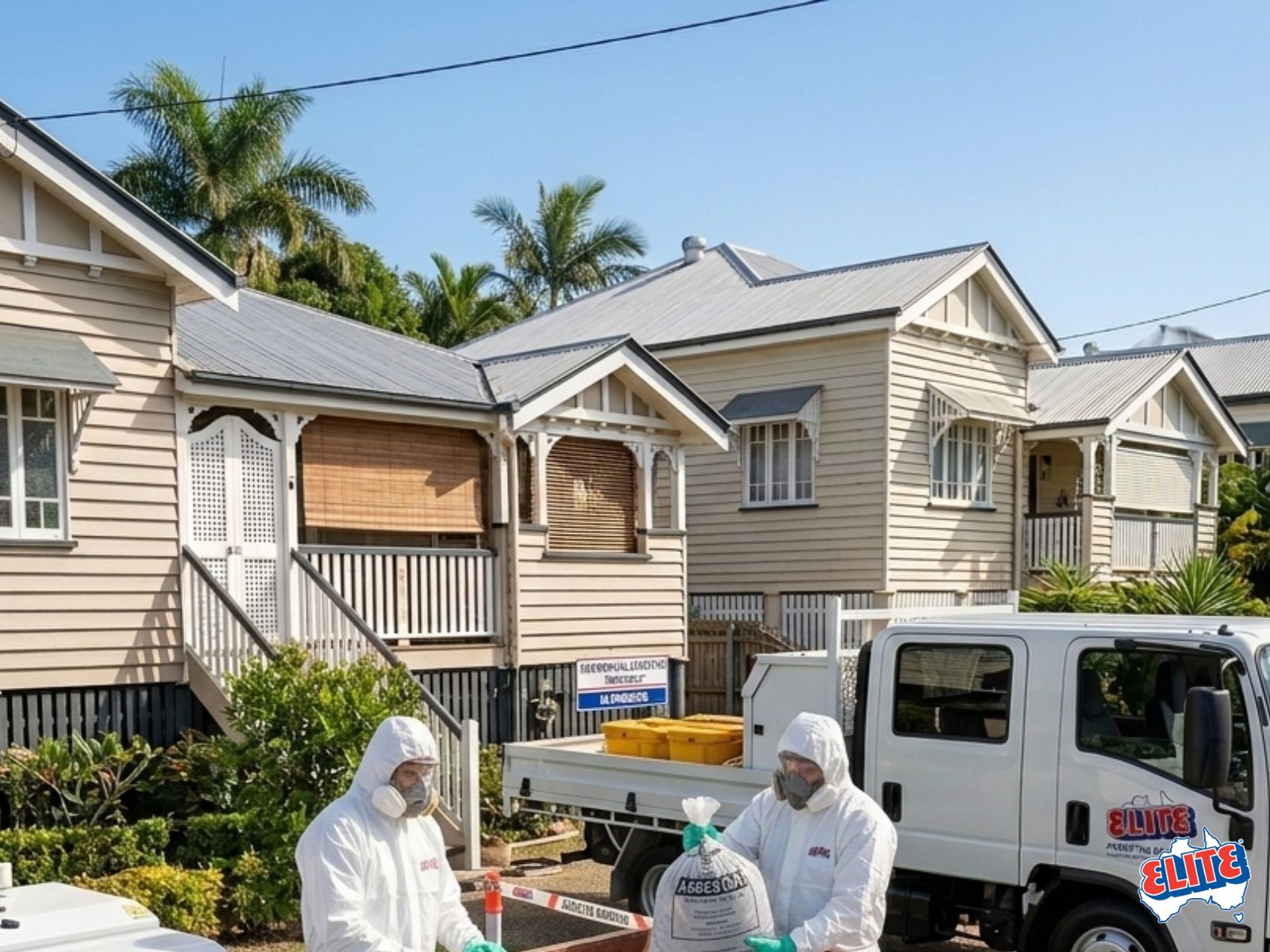 Residential asbestos eaves and roof sheet removal on a Brisbane home